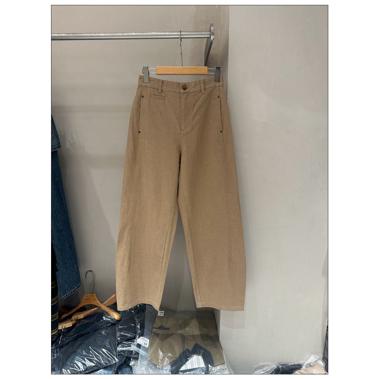 韩钰DESIGN简约纯棉高腰休闲裤