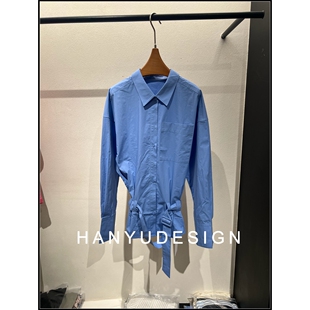 纯棉通勤穿搭蓝色收腰衬衫 26早春新款 女 韩钰DESIGN