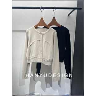 简约休闲风圆领纽扣短外套女 26早春新款 韩钰DESIGN