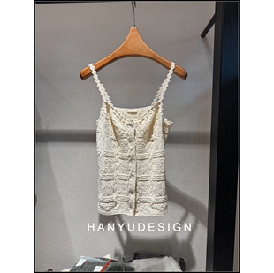 法式 26早春新款 甜美风花边蕾丝吊带背心女 韩钰DESIGN