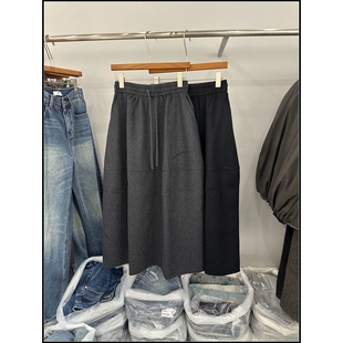 桑蚕丝羊毛呢子a字大摆裙松紧腰半身裙 韩钰DESIGN