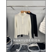 女 针织衫 韩钰DESIGN 拉链半开立领休闲纯色羊毛打底衫