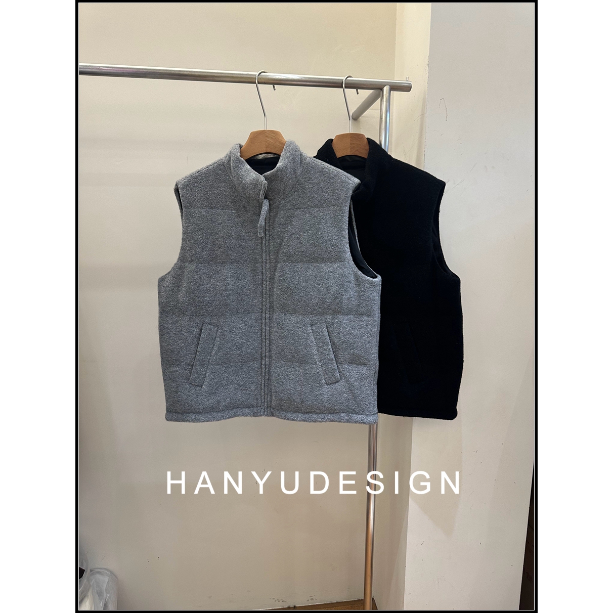 韩钰DESIGN山羊绒两面穿羽绒马甲