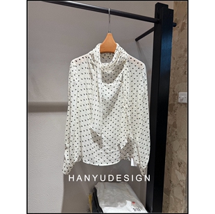 人丝复古波点风领带衬衫 26早春新款 女 韩钰DESIGN