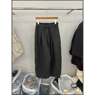 女羊毛呢子弯刀休闲裤 复古高腰抽绳阔腿裤 韩钰DESIGN
