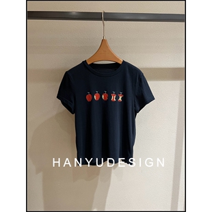 短袖 通勤风苹果印花修身 26早春新款 T恤女 韩钰DESIGN