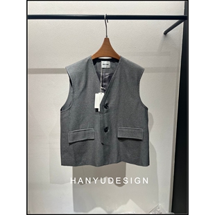 灰色气质老钱风V领无袖 26早春新款 马甲女 韩钰DESIGN