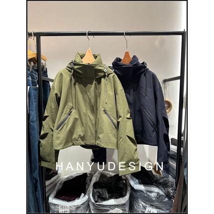 【韩钰DESIGN】 洋气户外风连帽冲锋衣鹅绒羽绒服外套女