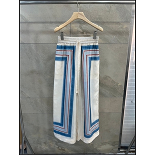 桑蚕丝撞色印花休闲阔腿裤 26早春新款 女 韩钰DESIGN