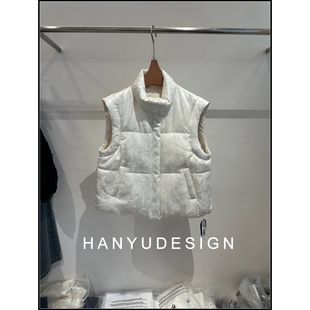 纯色保暖蚕丝羊毛90白鹅绒服羽绒马甲女 韩钰DESIGN