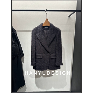 【韩钰DESIGN】 高级感拉绒单面羊绒羊毛大衣西装外套女