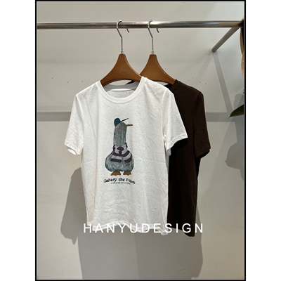 【韩钰DESIGN】26夏季新款 韩系复古卡通印花短袖T恤女