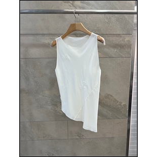 韩钰DESIGN 衬衫 26早春新款 白色无袖 女 100%桑蚕丝法式