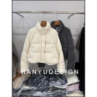 立领丝绒90白鹅绒服羽绒服外套女 韩钰DESIGN