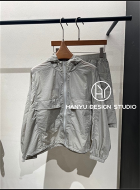 【韩钰DESIGN】26夏季新款 韩版灰色休闲连帽外套短裤套装女