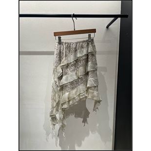 【韩钰DESIGN】26早春新款 浪漫蕾丝风不对称荷叶边半身裙女