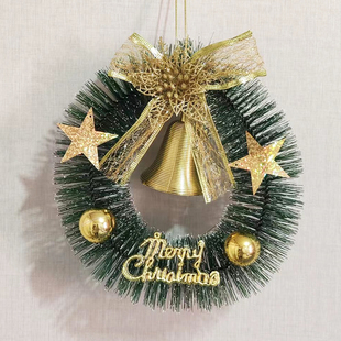 圣诞小花环藤环圣诞节装 饰滕圈花环 饰品圣诞树挂件吊饰小号25cm装