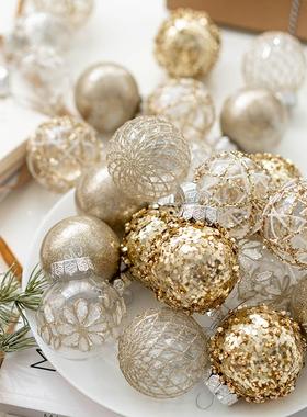 跨境新品6cm圣诞球彩绘球金色银色香槟色圣诞球圣诞树装饰球布置