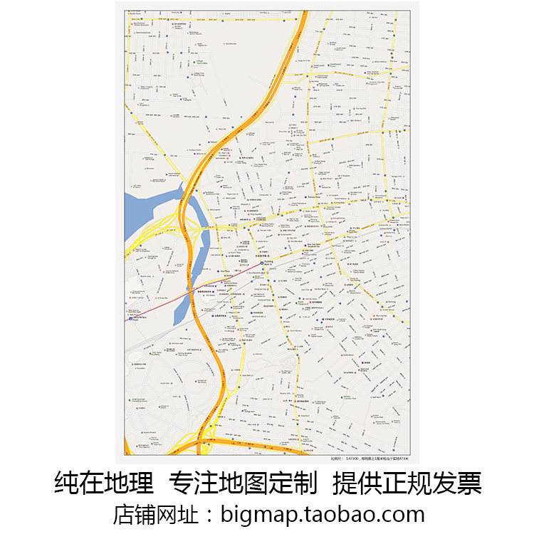 美国纽约法拉盛地图 移民外贸旅游公司旅行社街道书房装饰画芯