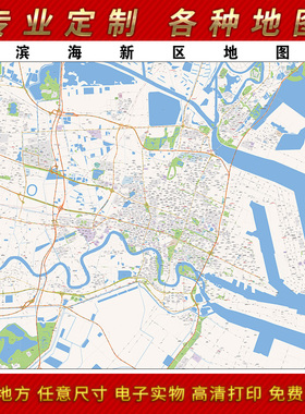 2025年滨海新区城区地图办公室街道墙壁装饰物定制卫星