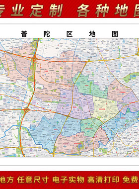 2025年上 海 普陀区地图贴图办公室街道装饰画卫星