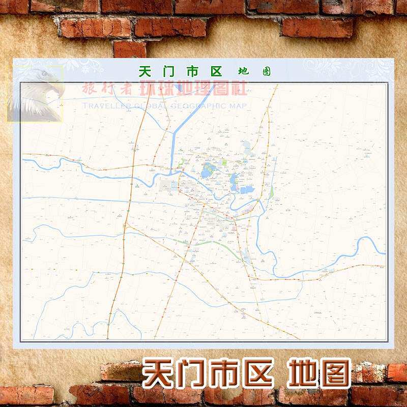 新款 超大巨幅天门市区地图订制定做城市城区海报新版装饰画芯