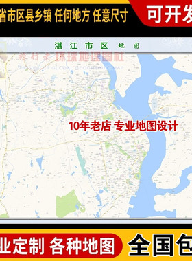 超大巨幅 湛江市区地图订制定做 城市城区海报2025新版装饰画街道