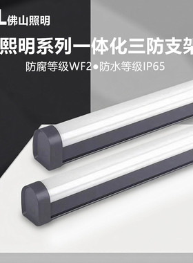 佛山照明一体化三防支架IP65级防水1.2m36w耐腐蚀耐酸碱室外照明