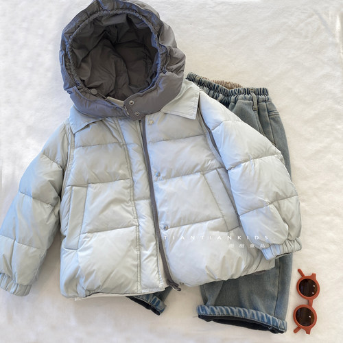 男童羽绒服连帽外套双面穿