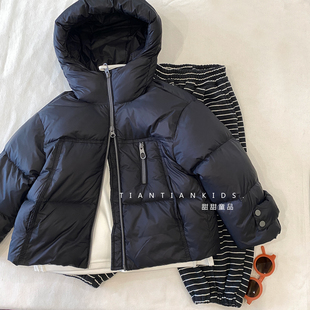 男童潮流羽绒服冬韩版 160码 保暖白鸭绒女宝连帽外套 中童110