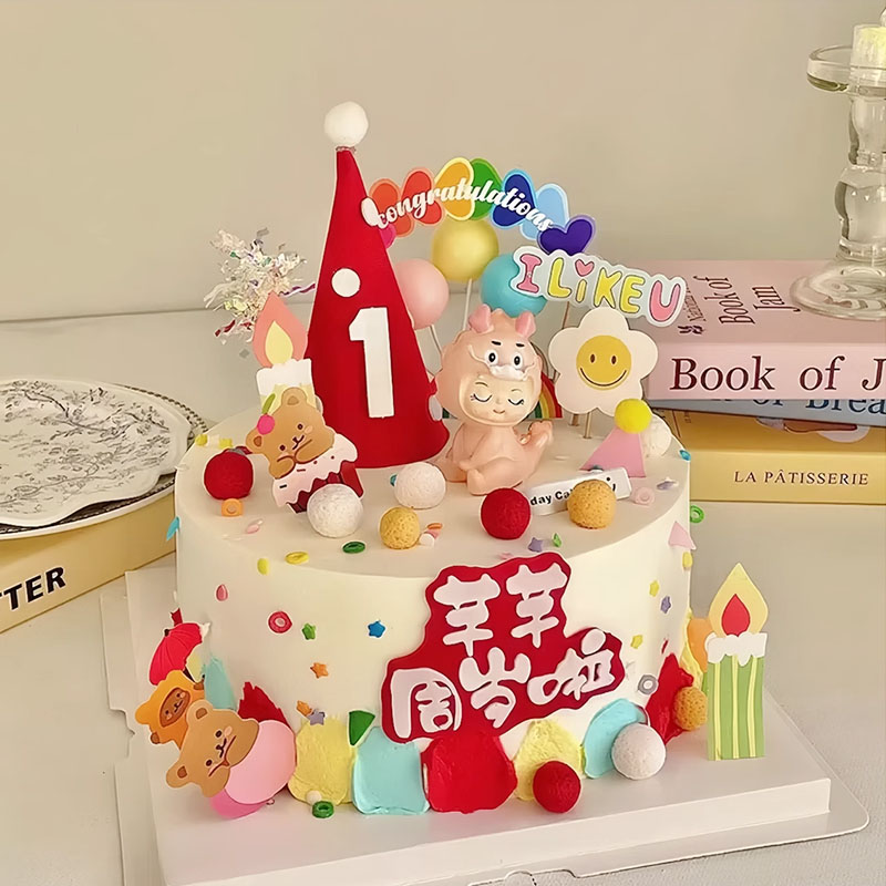 ins韩式龙宝宝生日蛋糕装饰摆件男孩女孩满月百天周岁甜品台插牌