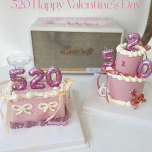 520气球数字蜡烛214情人节蛋糕装饰插件情侣告白love生日派对摆件