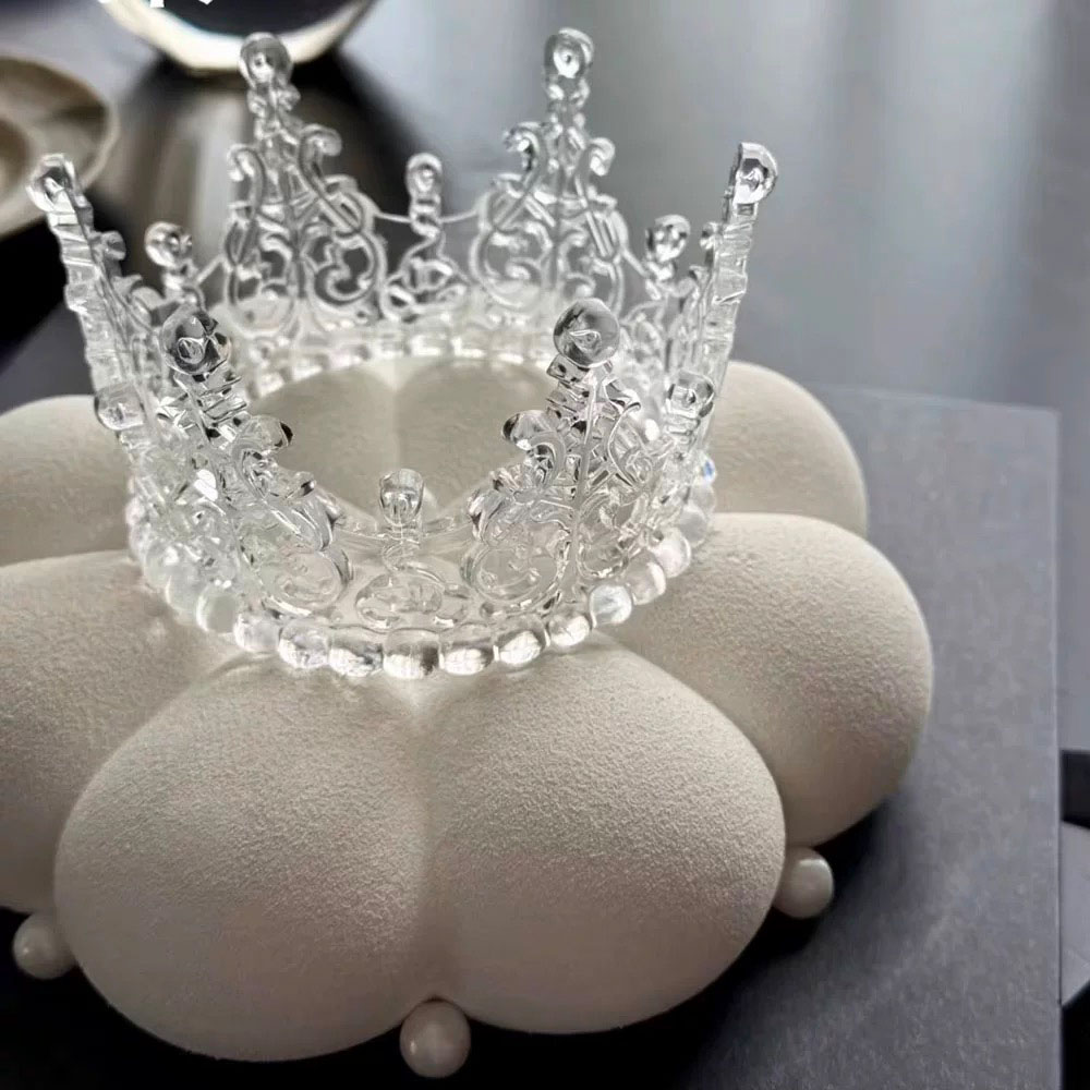 网红七夕情人节烘焙慕斯蛋糕装饰摆件透明皇冠女王冠生日装扮插件
