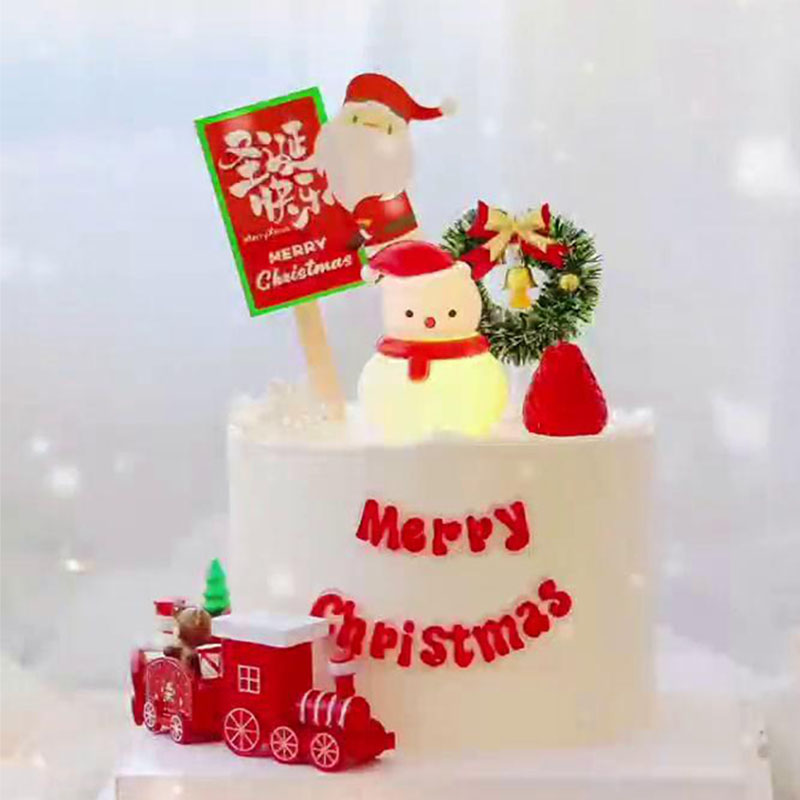 圣诞节雪人灯节日蛋糕装饰摆件