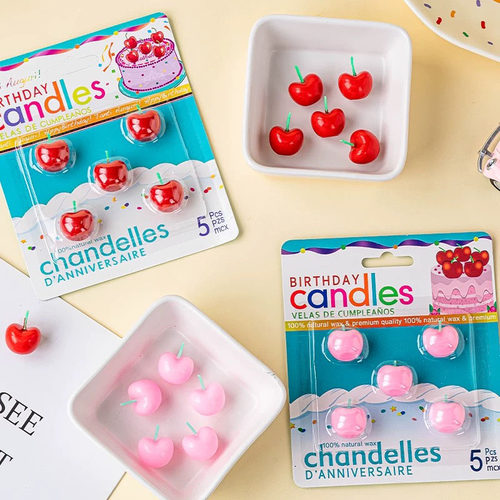 ins韩式小樱桃蜡烛生日蛋糕装饰摆件仿真樱桃草莓甜品台烘焙装扮
