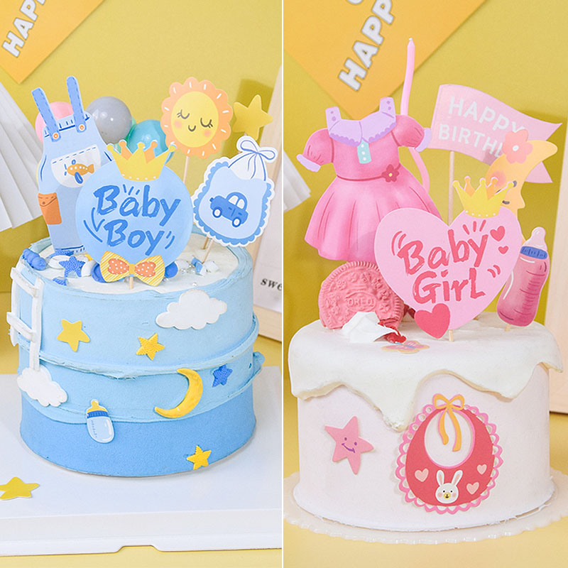 宝宝婴儿满月周岁甜品台装饰插牌
