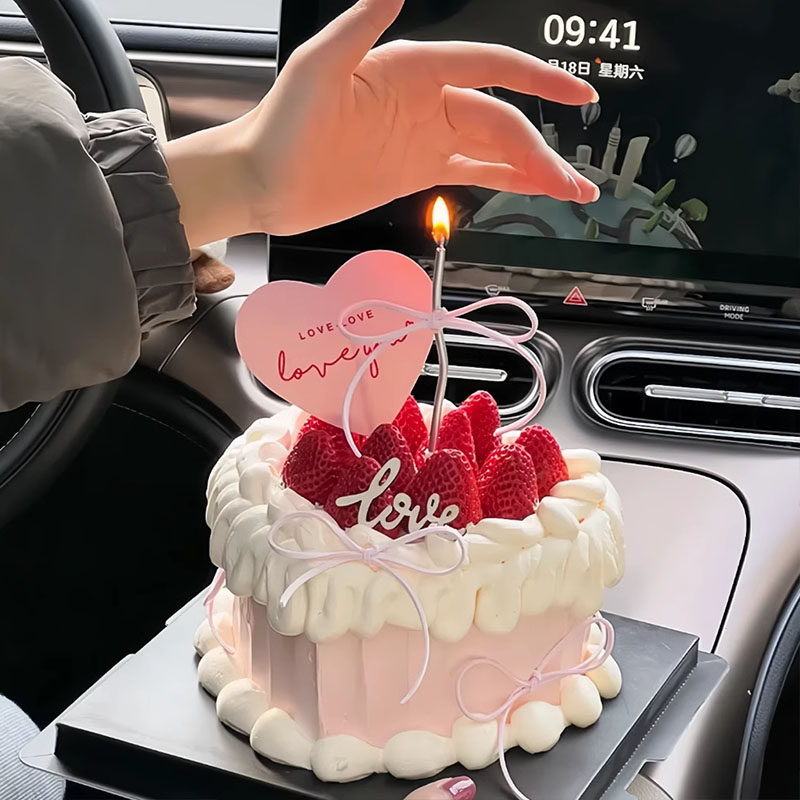 2.14情人节心形蛋糕装饰love you情侣表白爱心卡片木质love插件