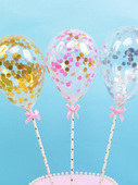 网红气球蛋糕装 饰插件生日快乐彩色金色流苏摆件儿童派对情景布置