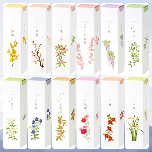 龟山 月之花系列线香 12味 腊梅白梅樱栀子花百合金木犀 室内香薰