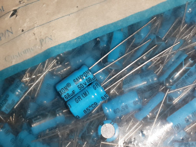 100个 全新原装万裕三信 长寿命 电解电容 50V68UF 68UF50V 6*12