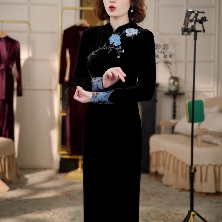 轻奢高级感重工刺绣改良旗袍裙女