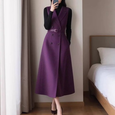 洋气西装马甲连衣裙+上衣两件套