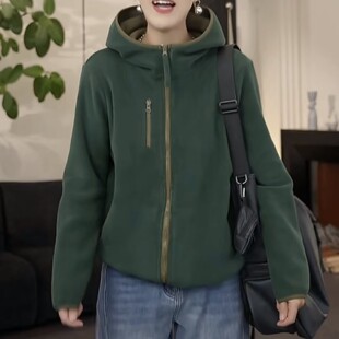 秋冬高端时尚 外套 轻奢高级感600g加厚双面奥粒绒连帽防风保暖开衫