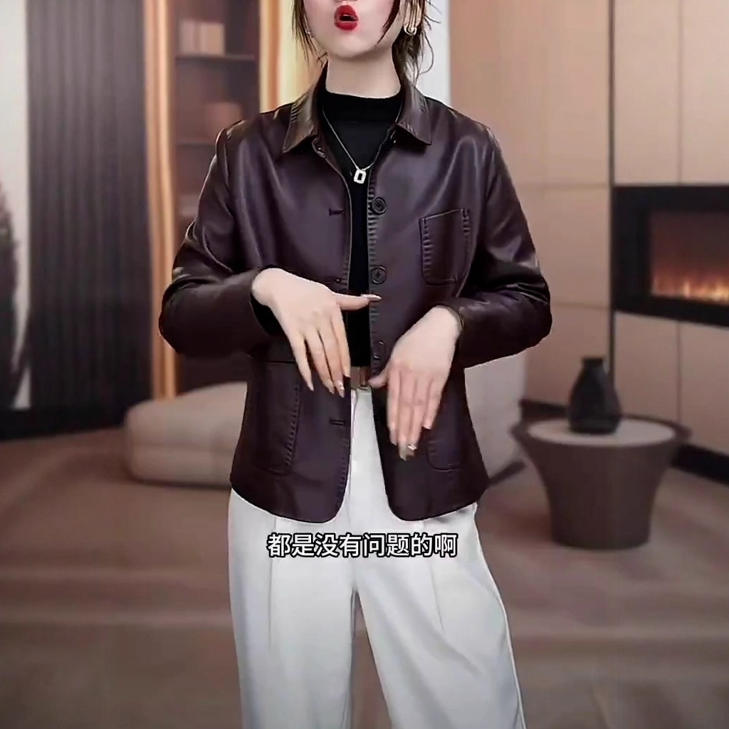 海宁皮衣洋气小个子皮夹克外套女