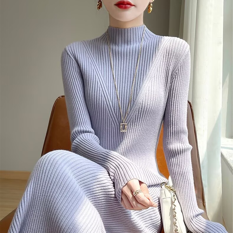 秋冬高端时尚轻奢高级感针织长裙