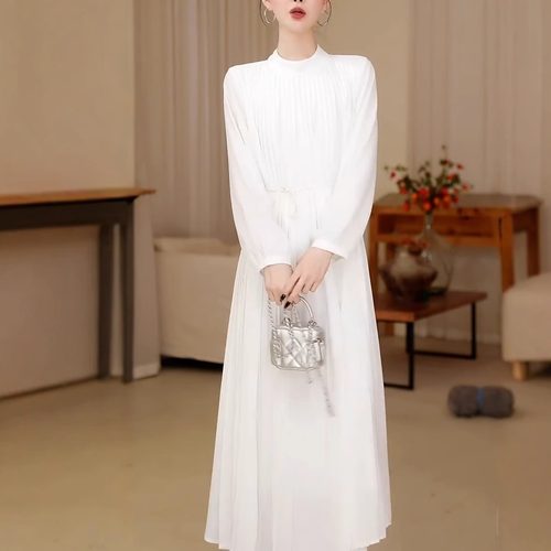 高奢新款法式高级感百褶宽松长裙