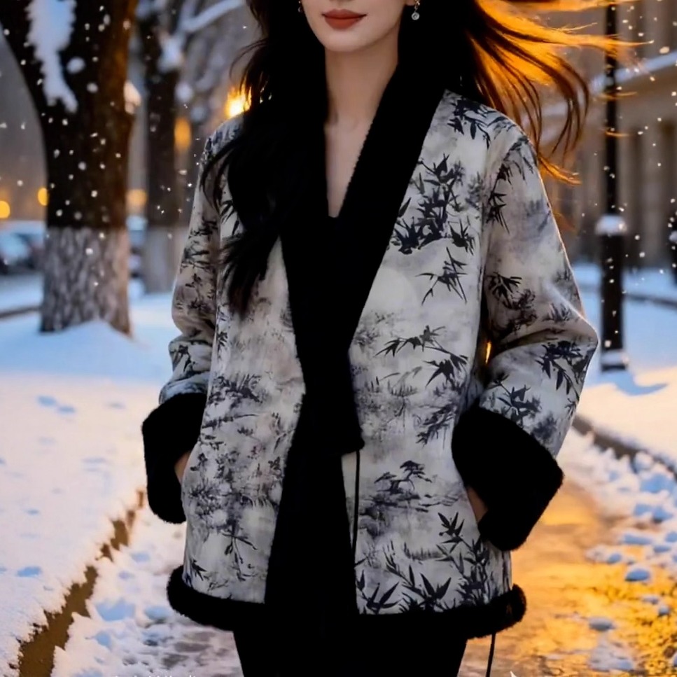 新中式皮毛一体两面穿水貂绒外套