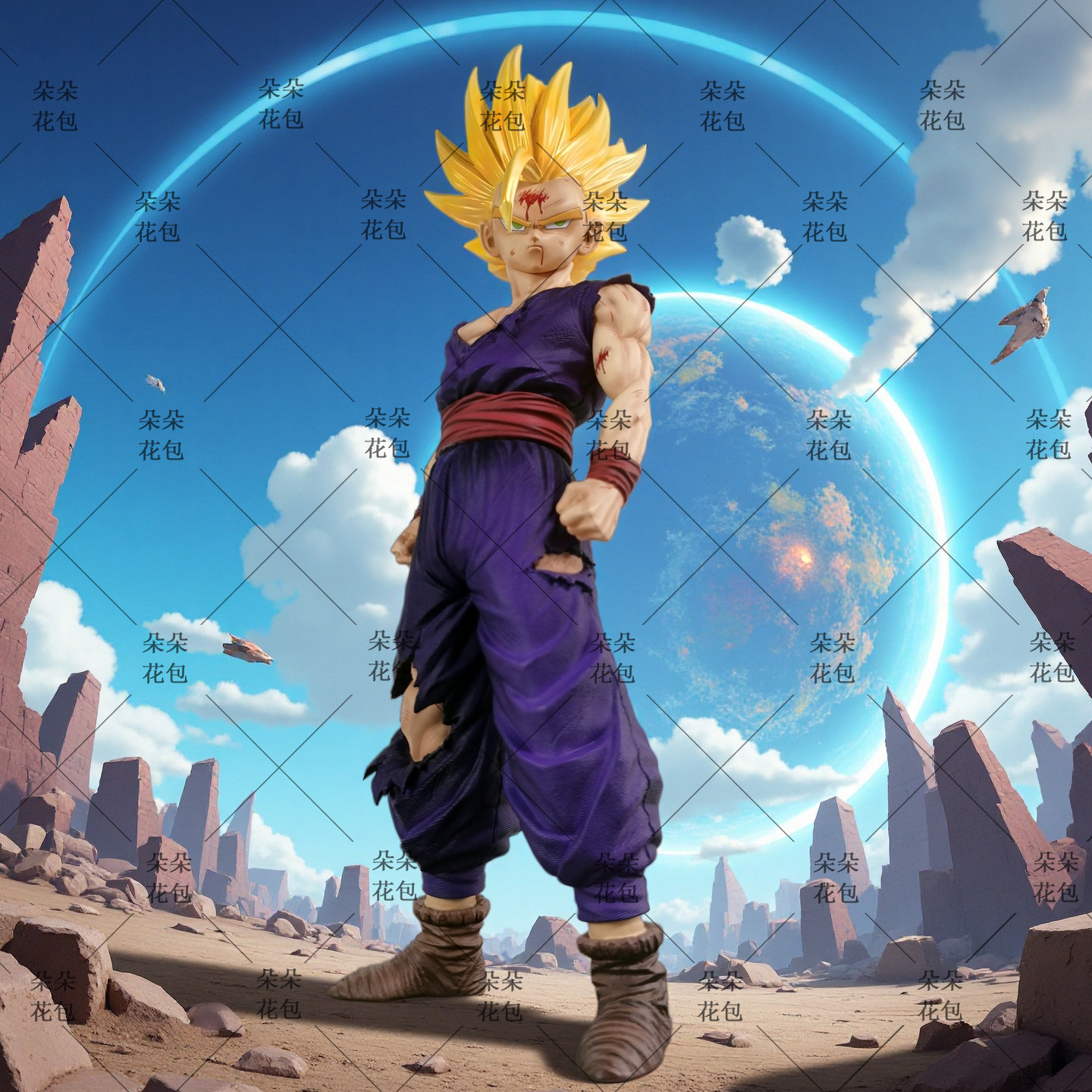 雕像哥JT2%悟饭战损超级赛亚人潮玩手办七龙珠动漫收藏品礼物摆件