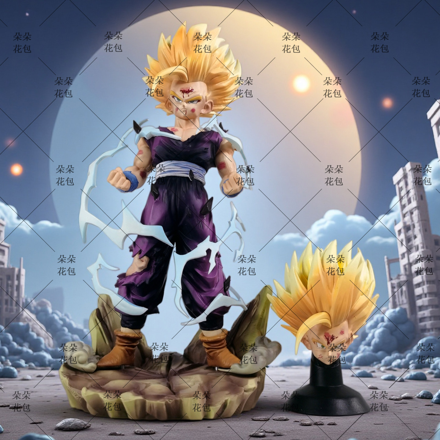 七龙珠动漫周边桌面摆件包子山超二悟饭双头雕手办二次元潮玩模型