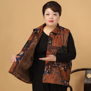 7080岁老年人冬装 外套 加绒马甲胖老太太砍肩妈妈加厚背心加肥大码